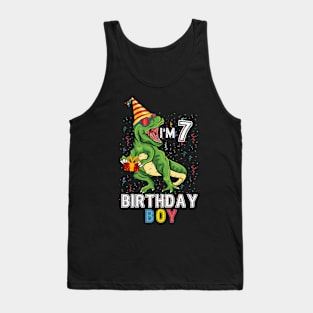 7 Year Old Shirt 7th Birthday Boy T Rex Dinosaur Tank Top